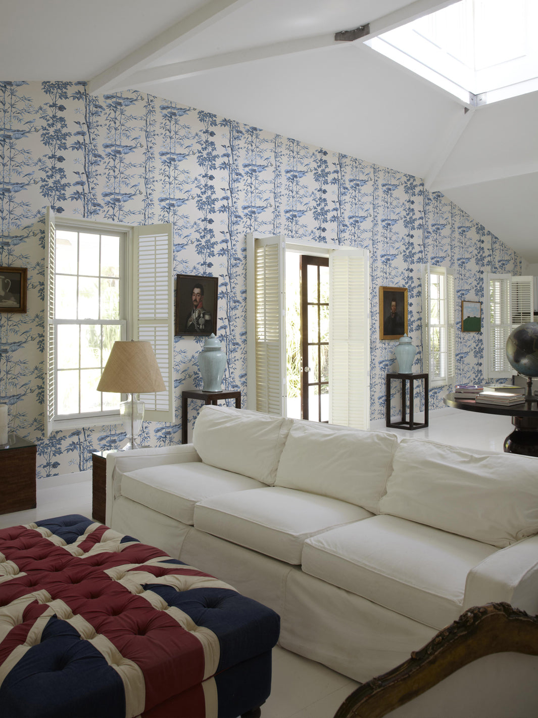 'Freedom' Wallpaper by Flint Wood & Hicks - Cream - Blue