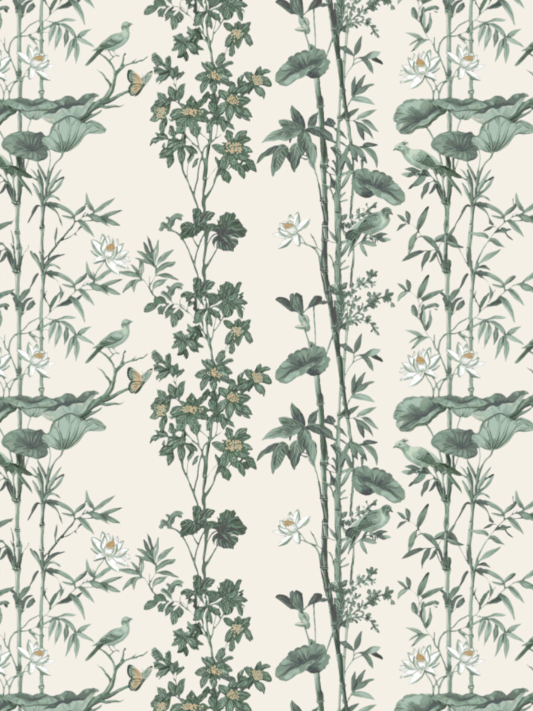 'Freedom' Wallpaper by Flint Wood & Hicks - Cream - Green