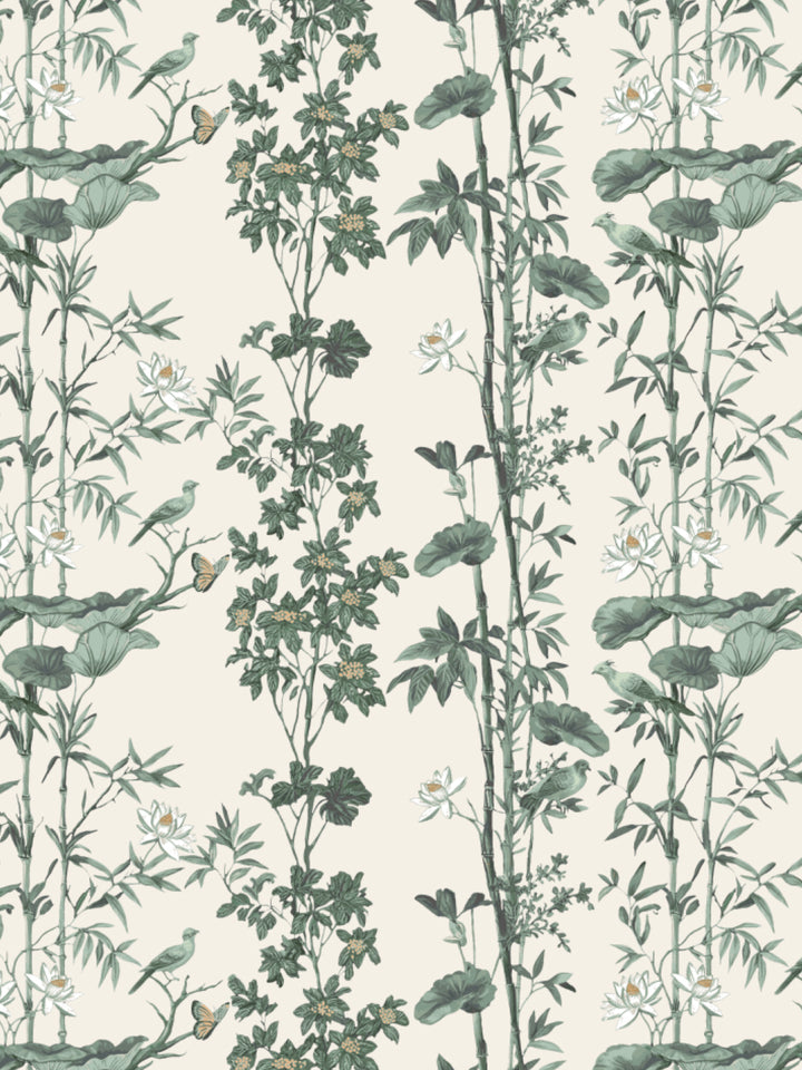 'Freedom' Wallpaper by Flint Wood & Hicks - Cream - Green