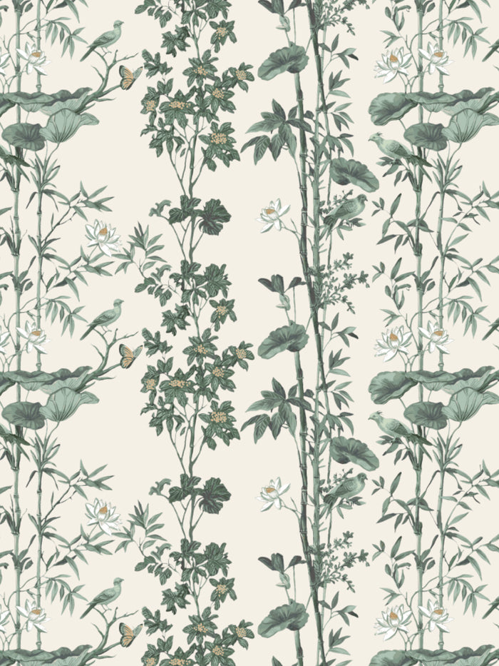 'Freedom' Wallpaper by Flint Wood & Hicks - Cream - Green