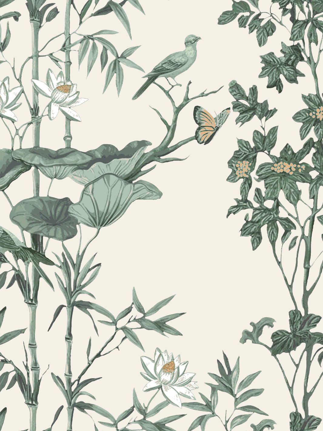 'Freedom' Wallpaper by Flint Wood & Hicks - Cream - Green
