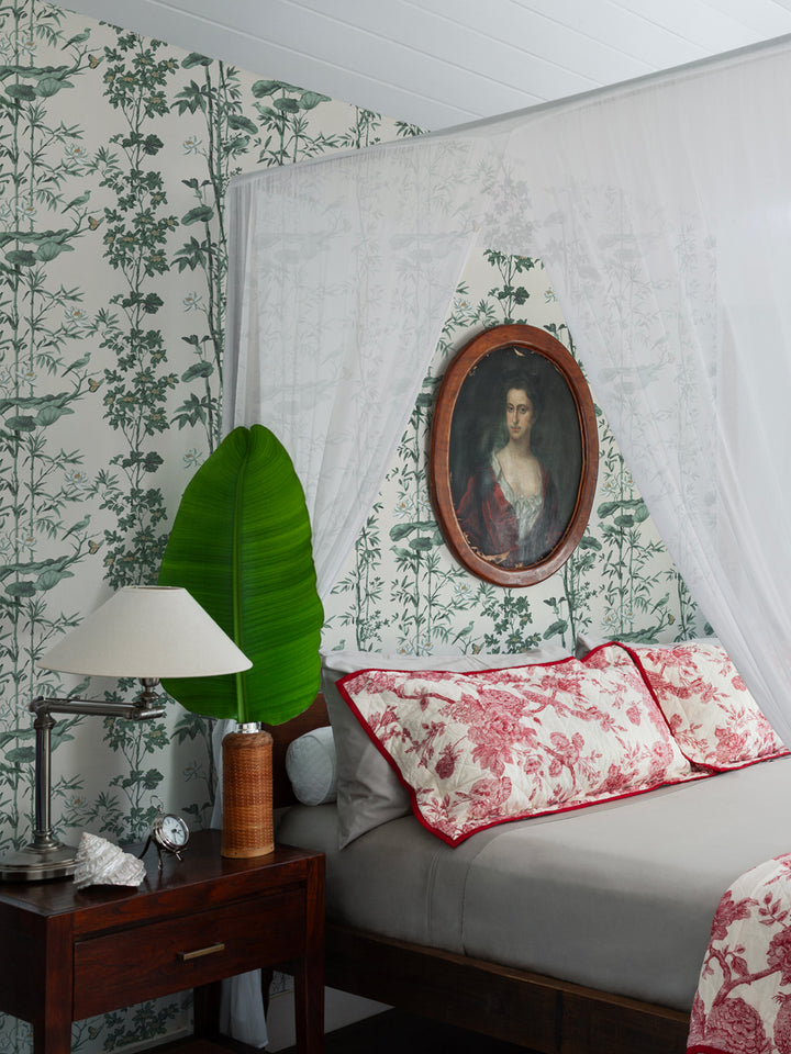 'Freedom' Wallpaper by Flint Wood & Hicks - Cream - Green