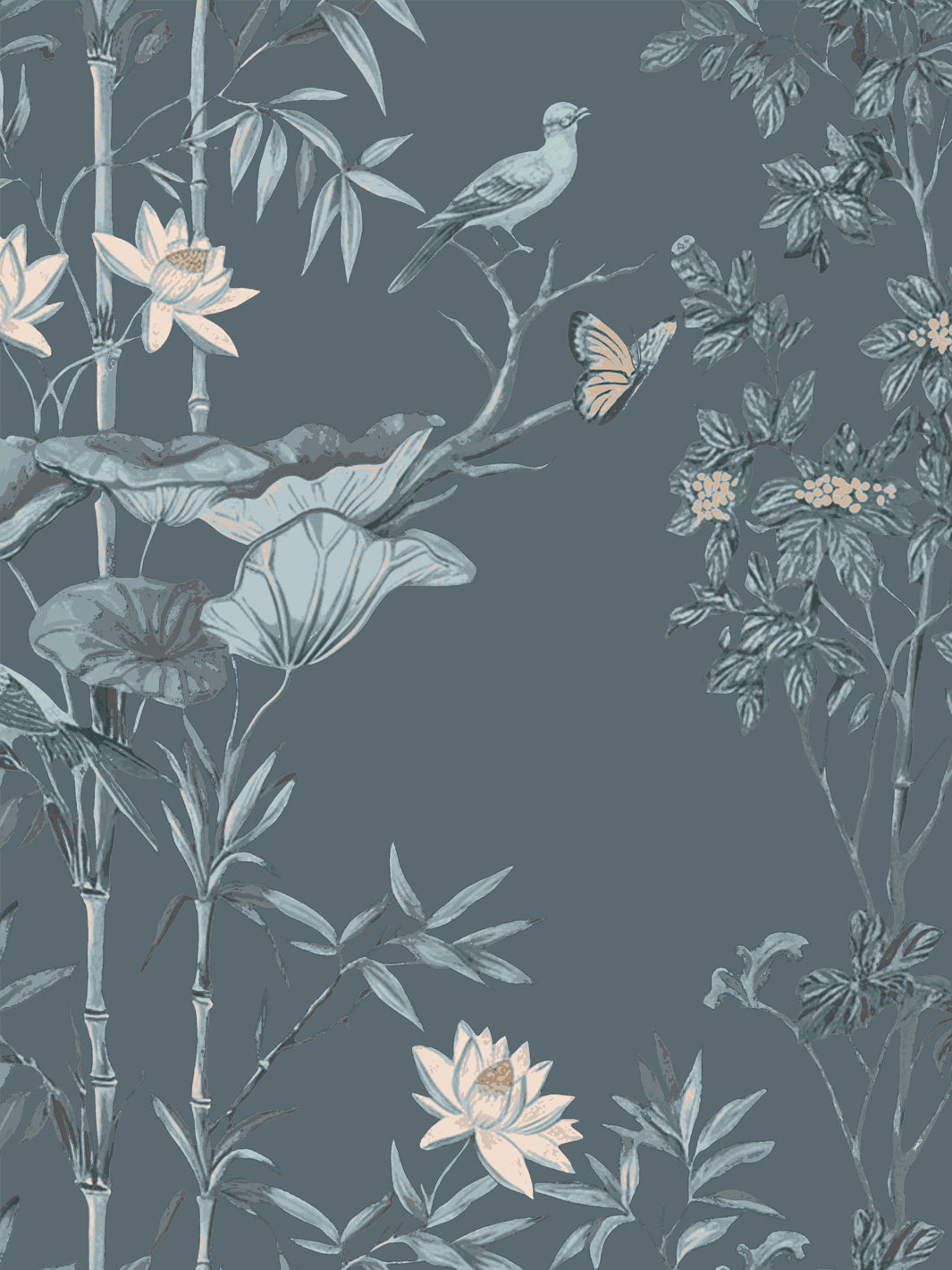 'Freedom' Wallpaper by Flint Wood & Hicks - Faded Blue