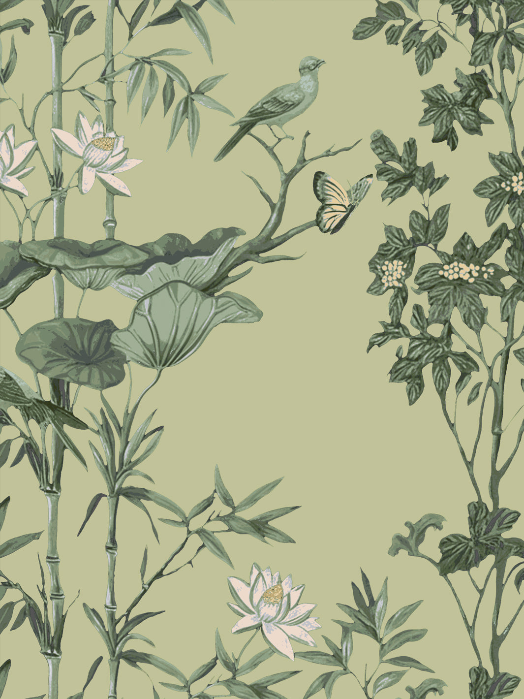 'Freedom' Wallpaper by Flint Wood & Hicks - Olive Green