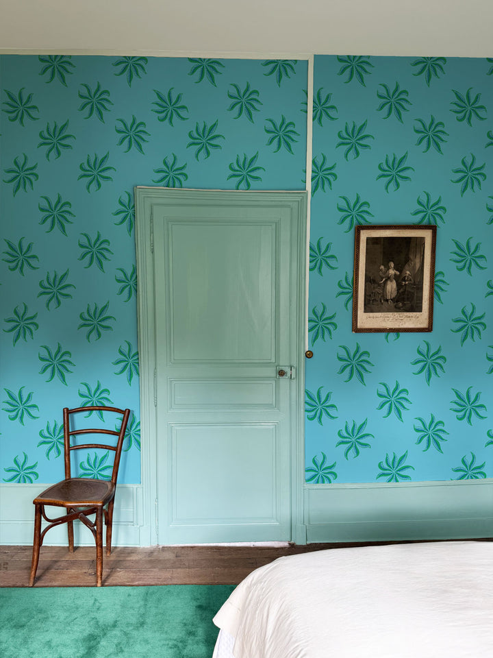 'Frisée' Wallpaper by Clare V. - Azure Green
