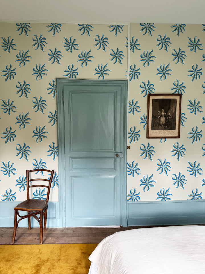 'Frisée' Wallpaper by Clare V. - Cyan Parchment