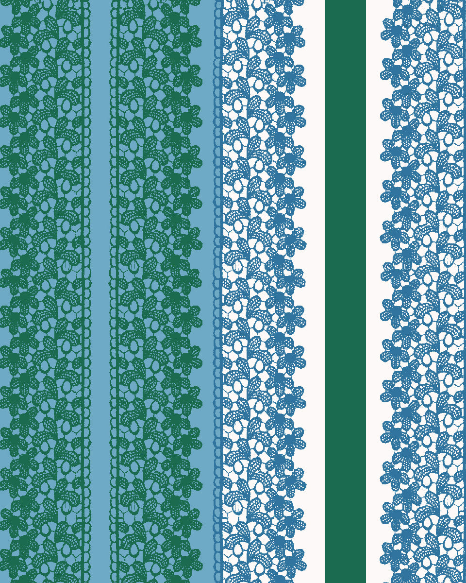'Frivolité' Wallpaper by Clare V. - Blue Green