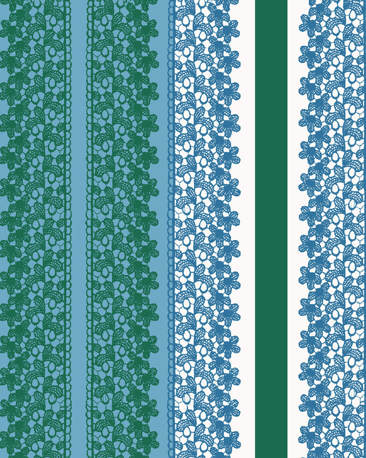 'Frivolité' Wallpaper by Clare V. - Blue Green