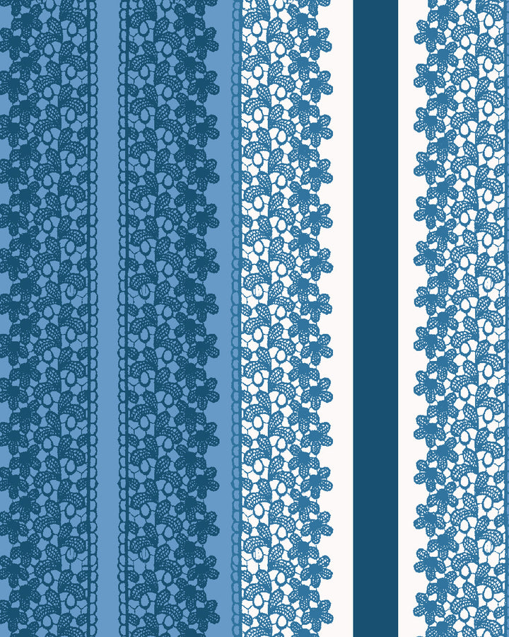'Frivolité' Wallpaper by Clare V. - Cadet Blue