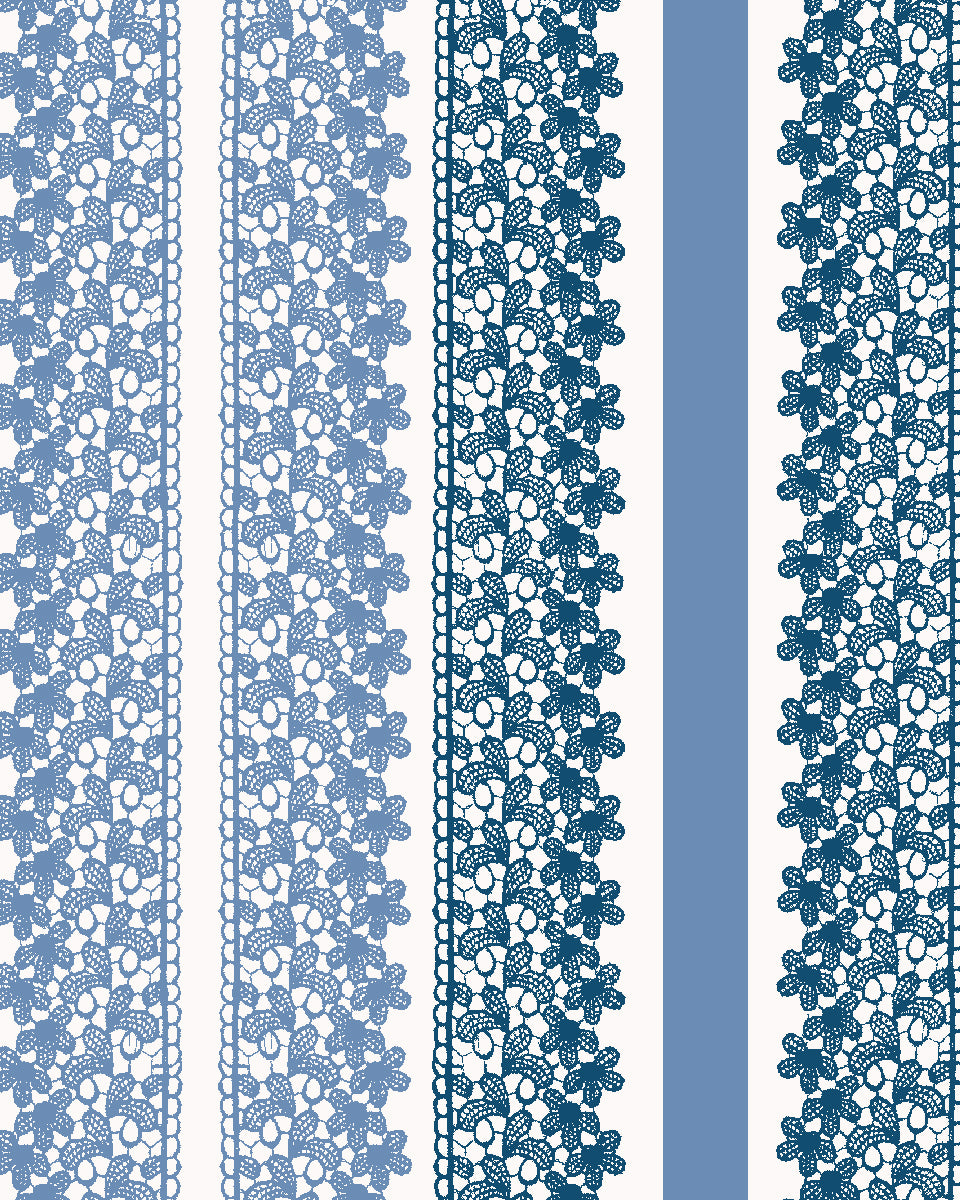 'Frivolité' Wallpaper by Clare V. - Navy Bluebelle