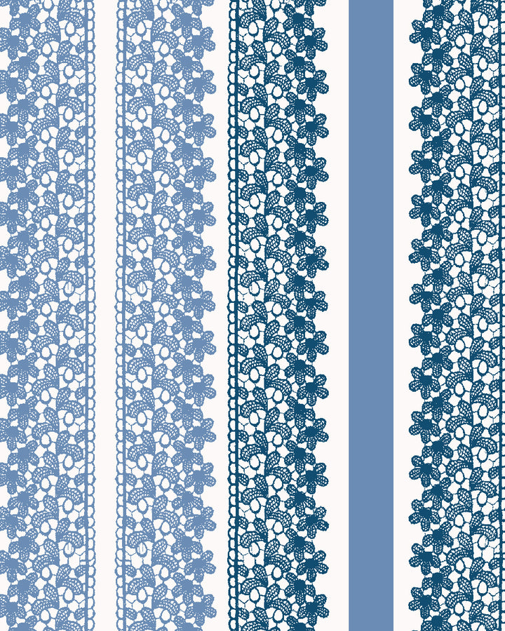 'Frivolité' Wallpaper by Clare V. - Navy Bluebelle