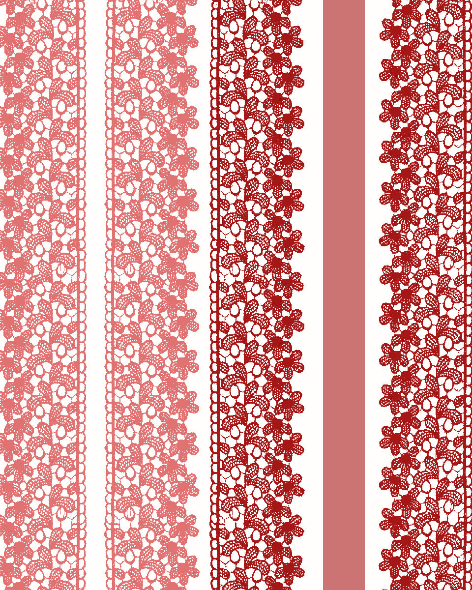 'Frivolité' Wallpaper by Clare V. - Red Rouge
