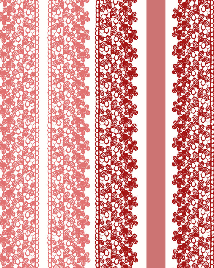 'Frivolité' Wallpaper by Clare V. - Red Rouge