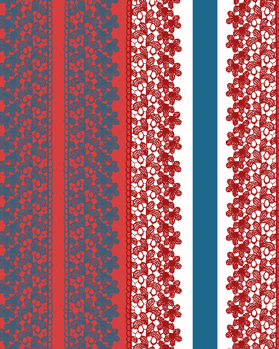 'Frivolité' Wallpaper by Clare V. - Red White Blue