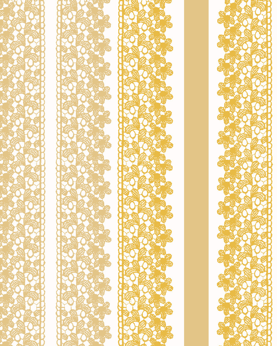 'Frivolité' Wallpaper by Clare V. - Yellow Buttercream