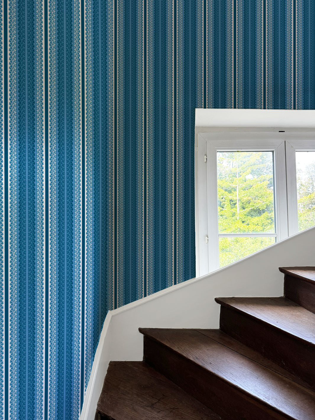 'Frivolité' Wallpaper by Clare V. - Cadet Blue