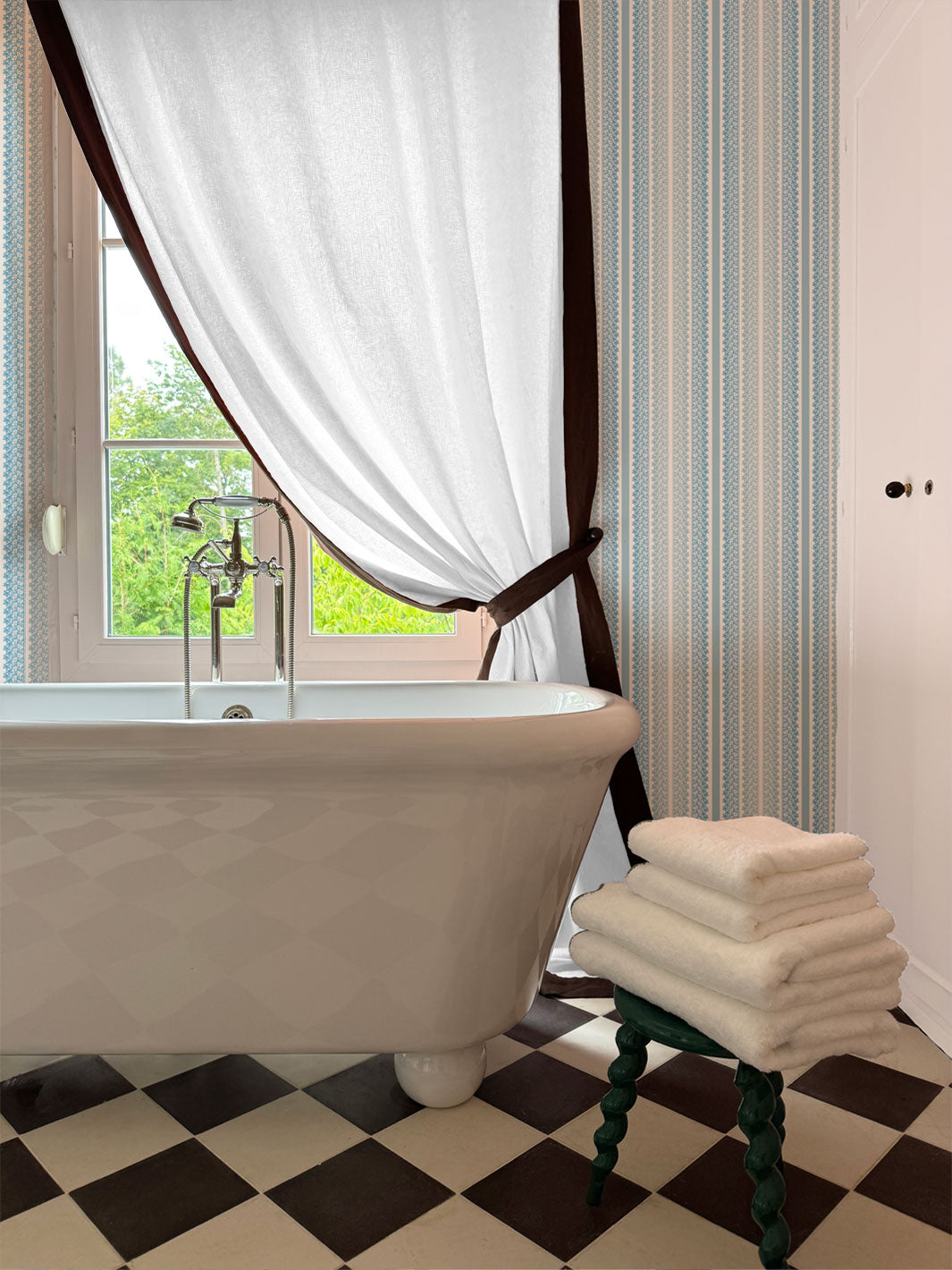 'Frivolité' Wallpaper by Clare V. - Powder Blue