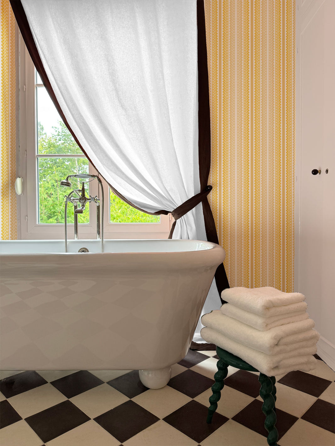 'Frivolité' Wallpaper by Clare V. - Yellow Buttercream