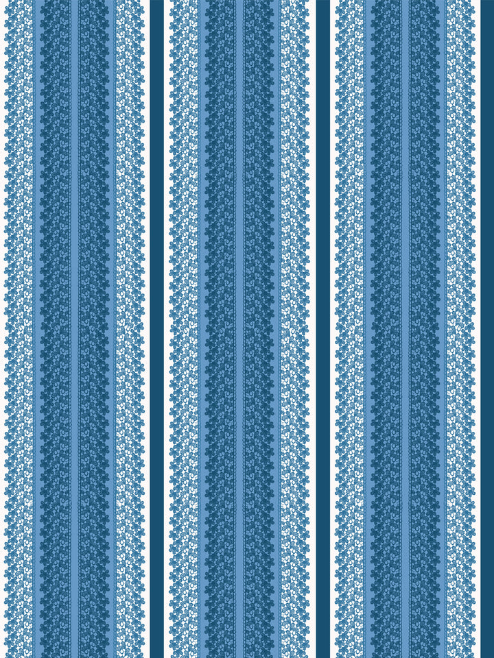 'Frivolité' Wallpaper by Clare V. - Cadet Blue
