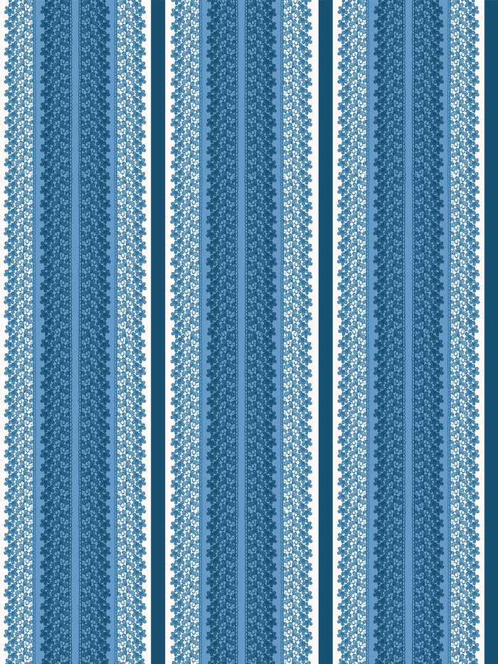 'Frivolité' Wallpaper by Clare V. - Cadet Blue