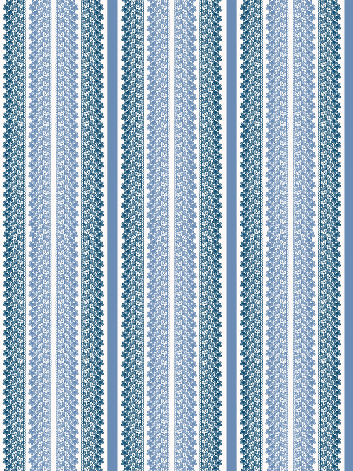 'Frivolité' Wallpaper by Clare V. - Navy Bluebelle