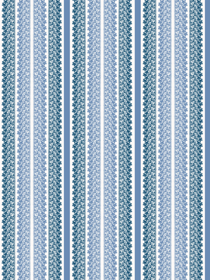 'Frivolité' Wallpaper by Clare V. - Navy Bluebelle