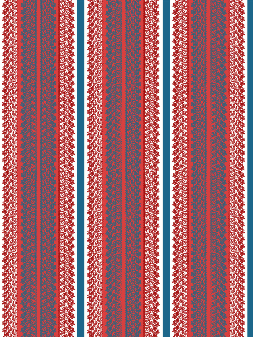 'Frivolité' Wallpaper by Clare V. - Red White Blue