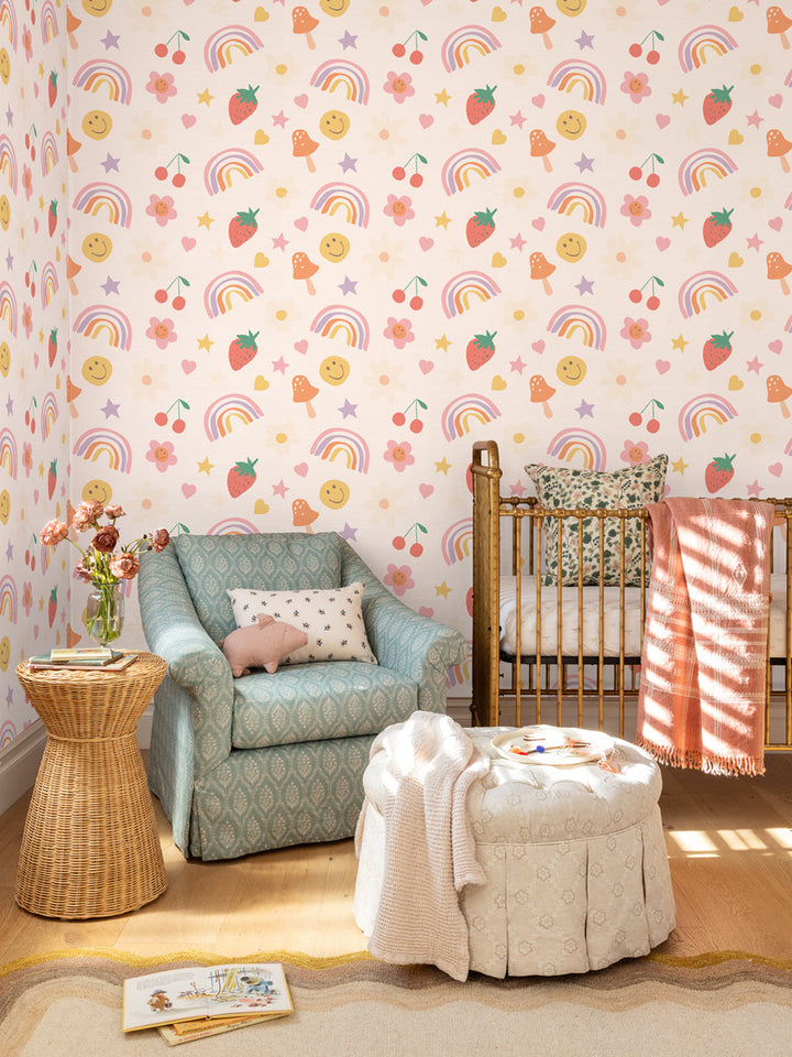 'Happy Icons' Wallpaper by Meri Meri - White