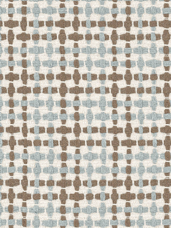 'Helen' Linen Fabric by Nathan Turner - Blue Brown
