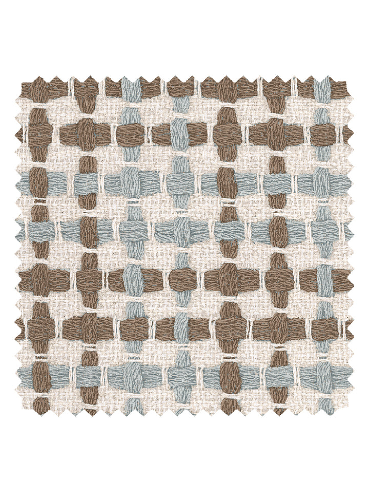 'Helen' Linen Fabric by Nathan Turner - Blue Brown