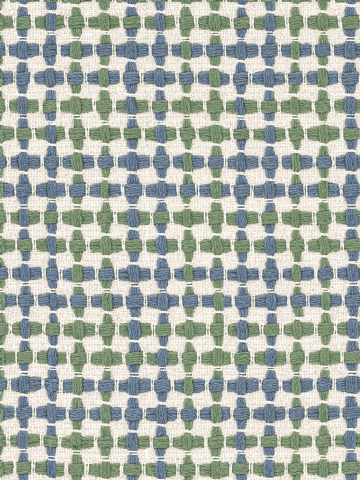 'Helen' Linen Fabric by Nathan Turner - Blue Green