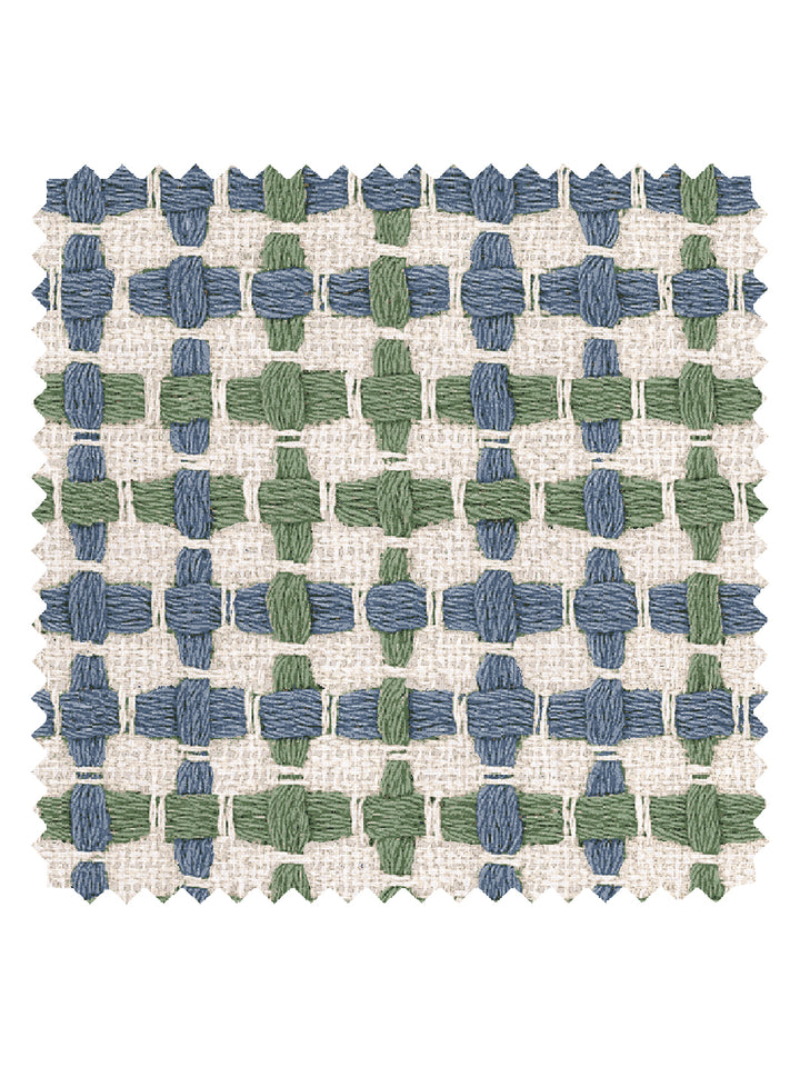 'Helen' Linen Fabric by Nathan Turner - Blue Green