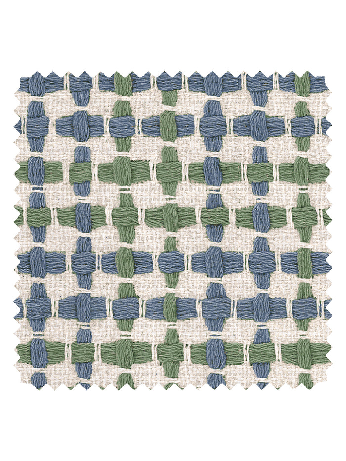 'Helen' Linen Fabric by Nathan Turner - Blue Green