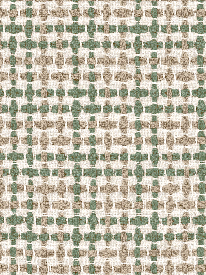 'Helen' Linen Fabric by Nathan Turner - Green Brown