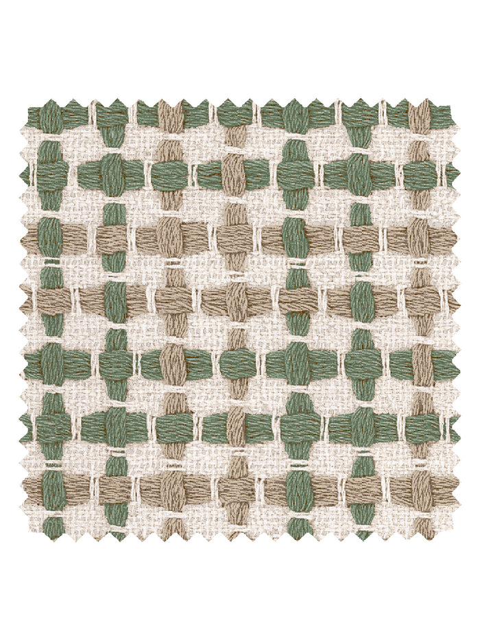 'Helen' Linen Fabric by Nathan Turner - Green Brown