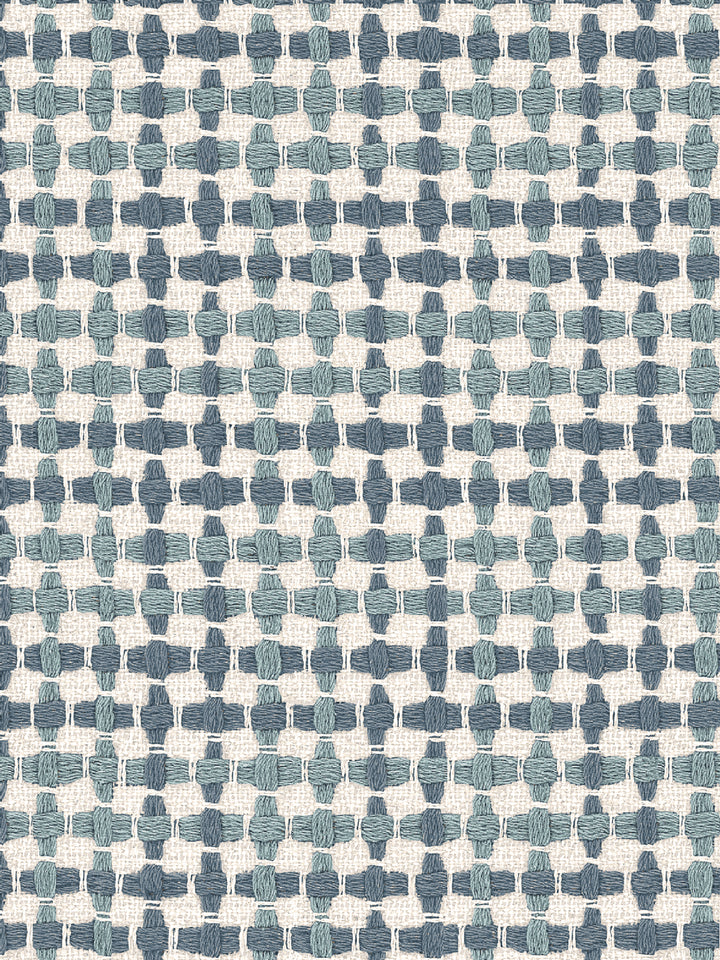 'Helen' Linen Fabric by Nathan Turner - Blue on Blue