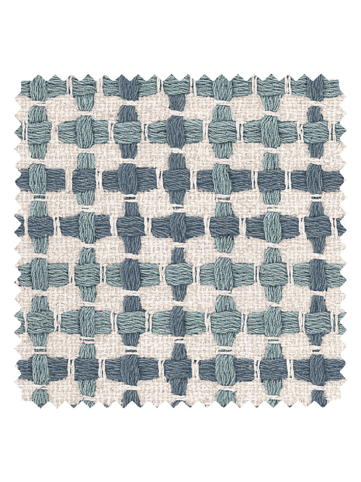 'Helen' Linen Fabric by Nathan Turner - Blue on Blue