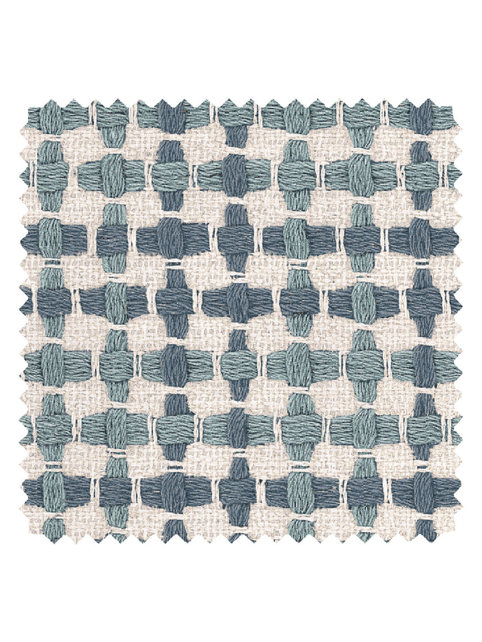 'Helen' Linen Fabric by Nathan Turner - Blue on Blue