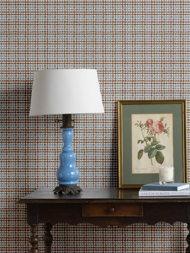 'Helen' Wallpaper by Nathan Turner - Blue Brown