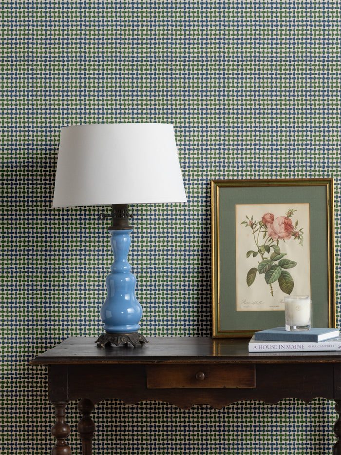 'Helen' Wallpaper by Nathan Turner - Blue Green