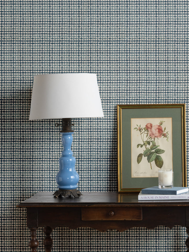 'Helen' Wallpaper by Nathan Turner - Blue on Blue