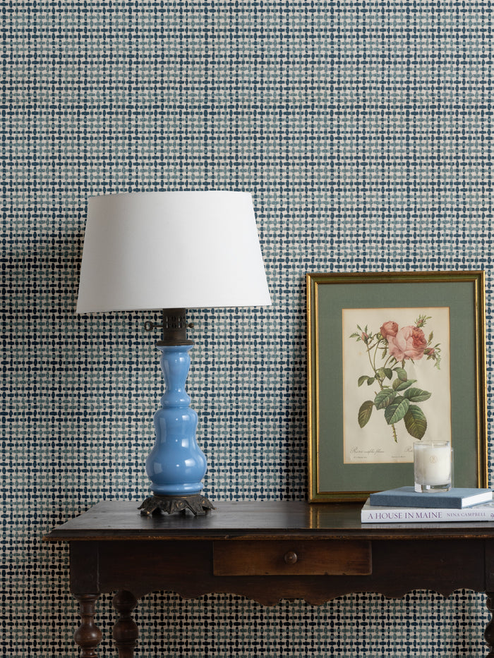'Helen' Wallpaper by Nathan Turner - Blue on Blue