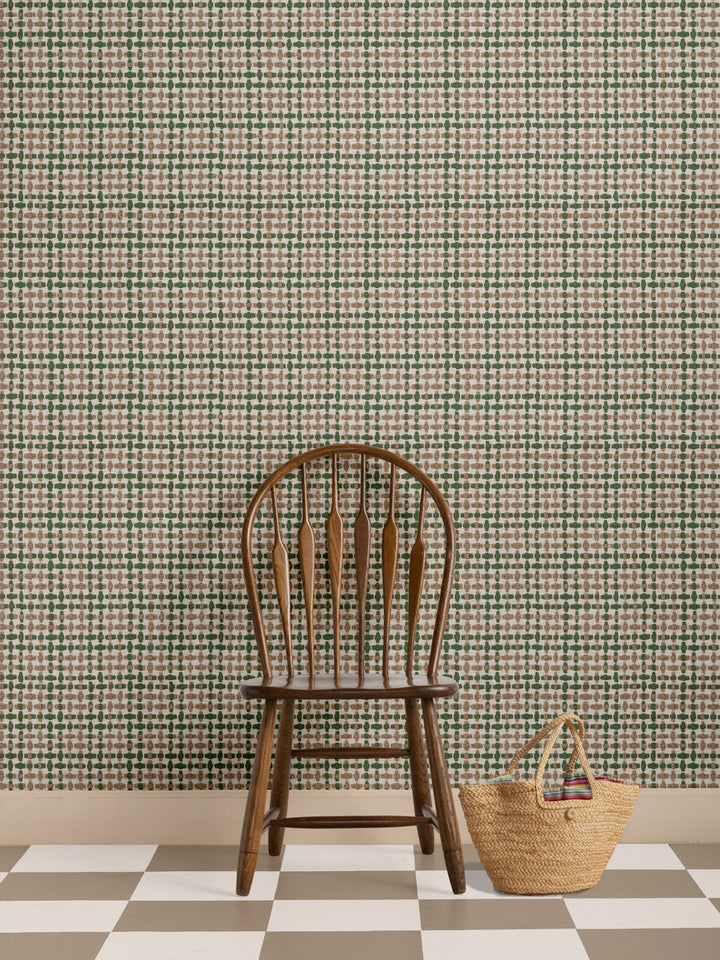 'Helen' Wallpaper by Nathan Turner - Green Brown