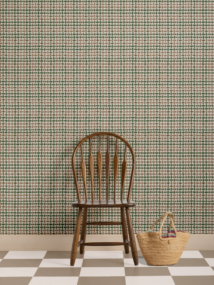 'Helen' Wallpaper by Nathan Turner - Green Brown