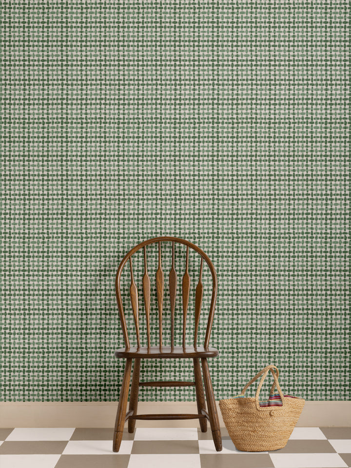 'Helen' Wallpaper by Nathan Turner - Green on Green