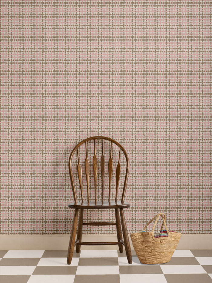 'Helen' Wallpaper by Nathan Turner - Pink Brown