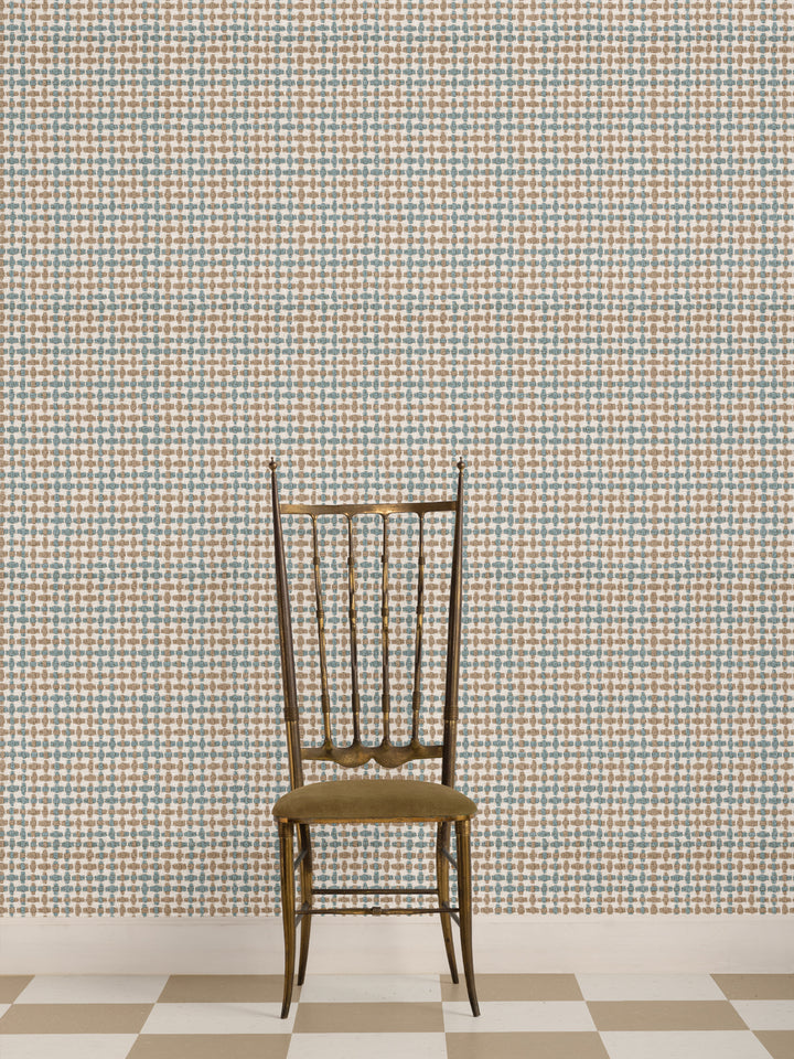 'Helen' Wallpaper by Nathan Turner - Seafoam Tan