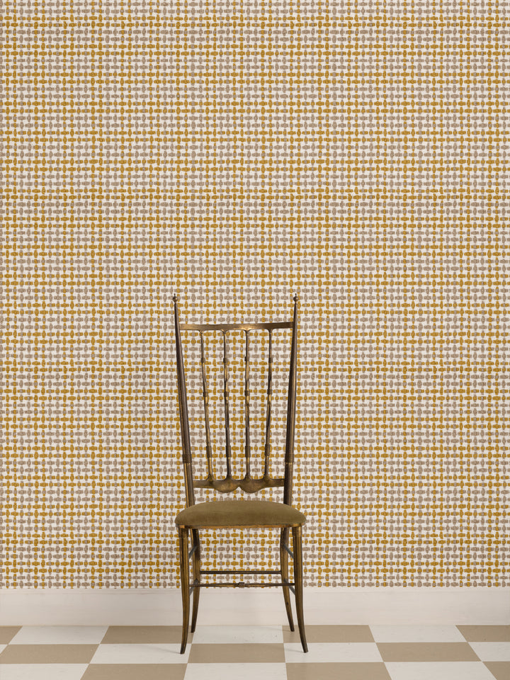 'Helen' Wallpaper by Nathan Turner - Yellow Brown