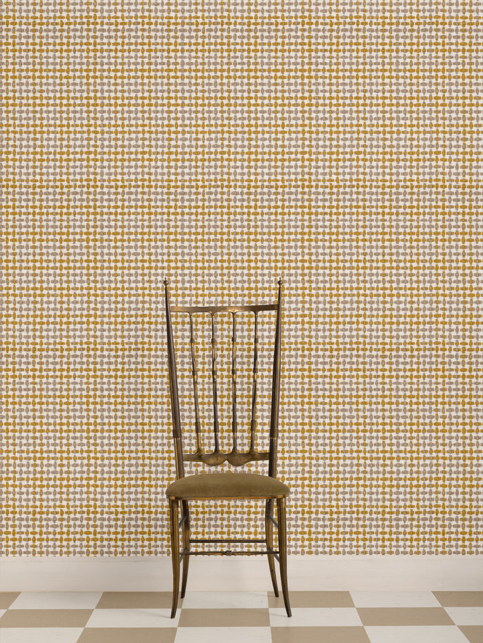 'Helen' Wallpaper by Nathan Turner - Yellow Brown