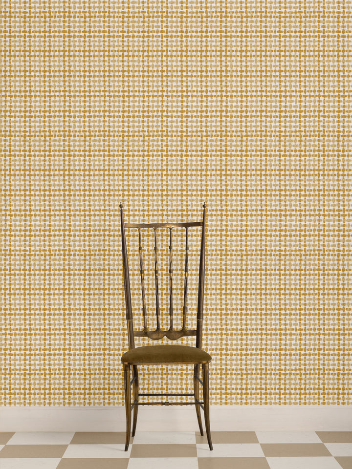 'Helen' Wallpaper by Nathan Turner - Yellow on Yellow